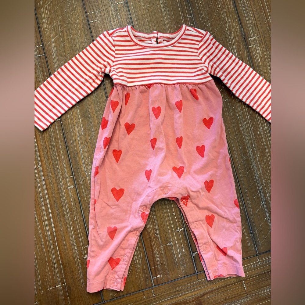 Tea Collection Pink and Red Heart Baby Romper